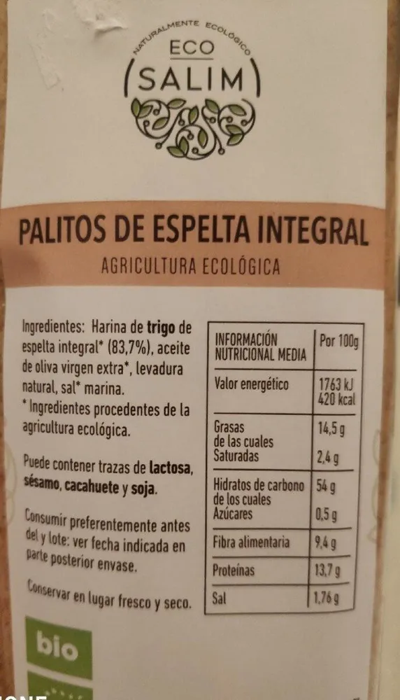 Palitos de espelta integral