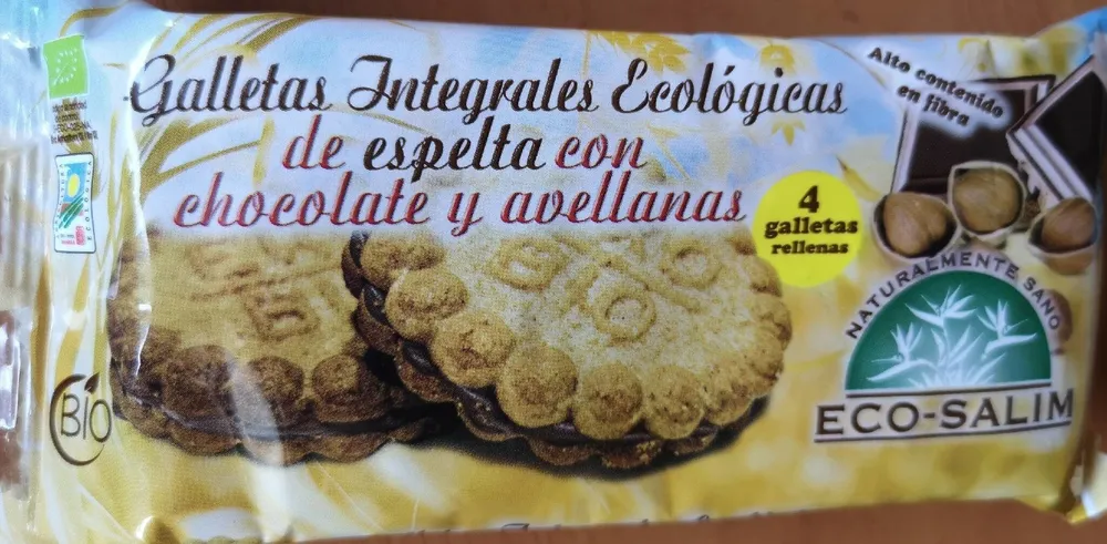 Galletas integrales eco de espelta con chocolate y avellanas
