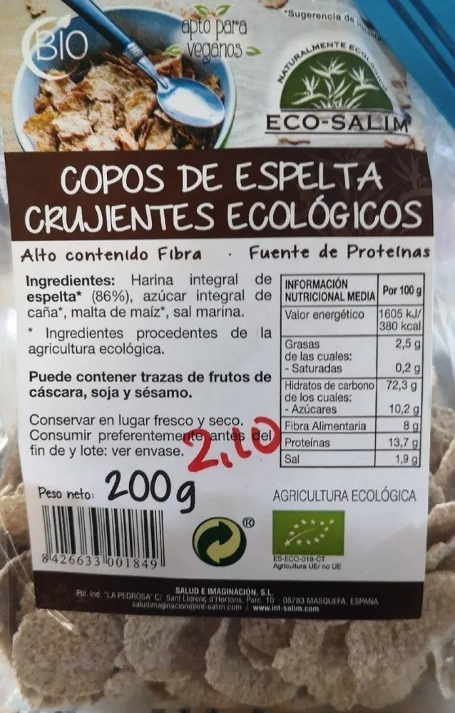 Copos espelta crujientes ecológicos