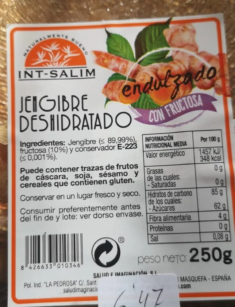 Jengibre deshidratado