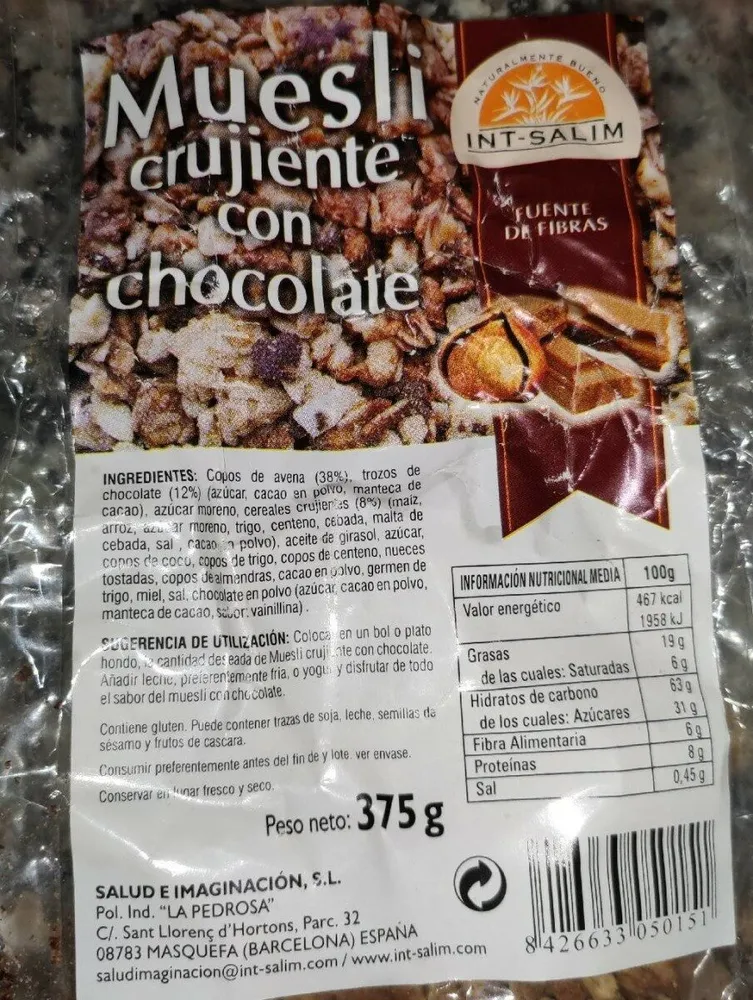 Muesli crujiente con chocolate