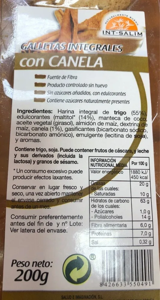 Galletas integrales con canela