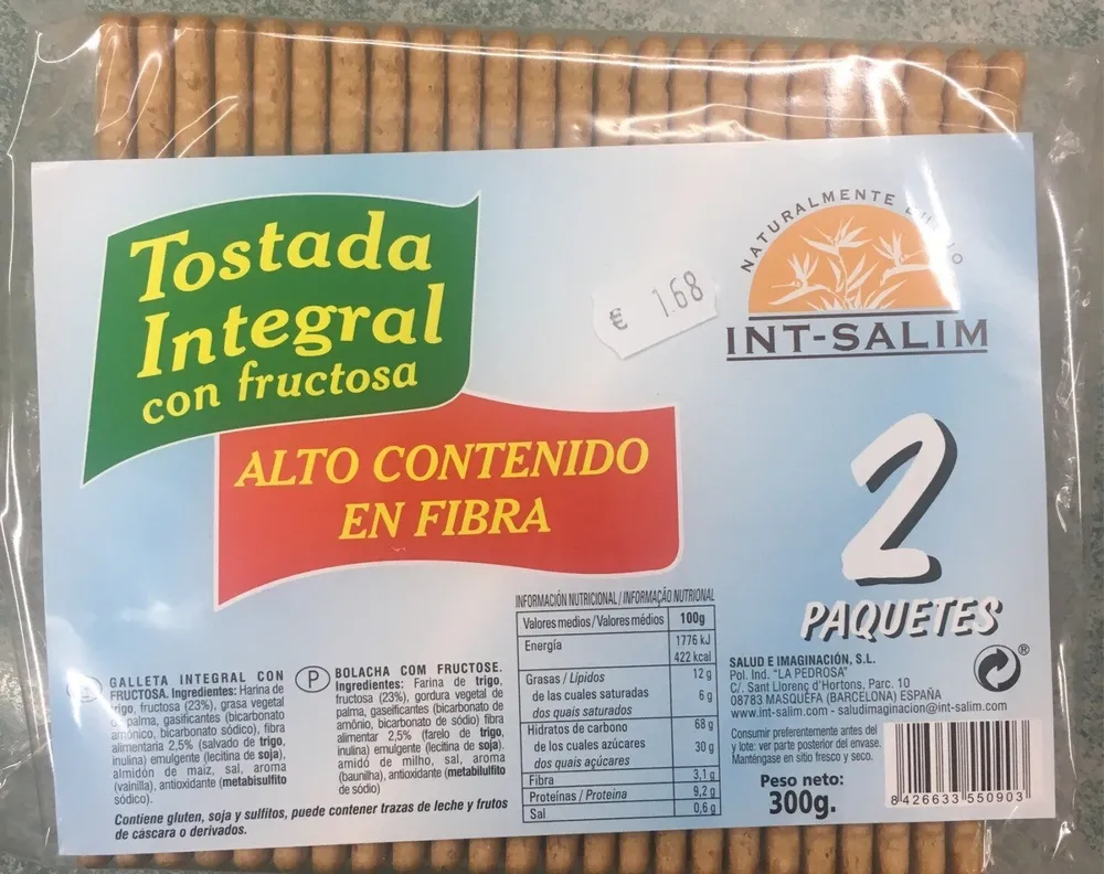 Tostada integral con fructosa
