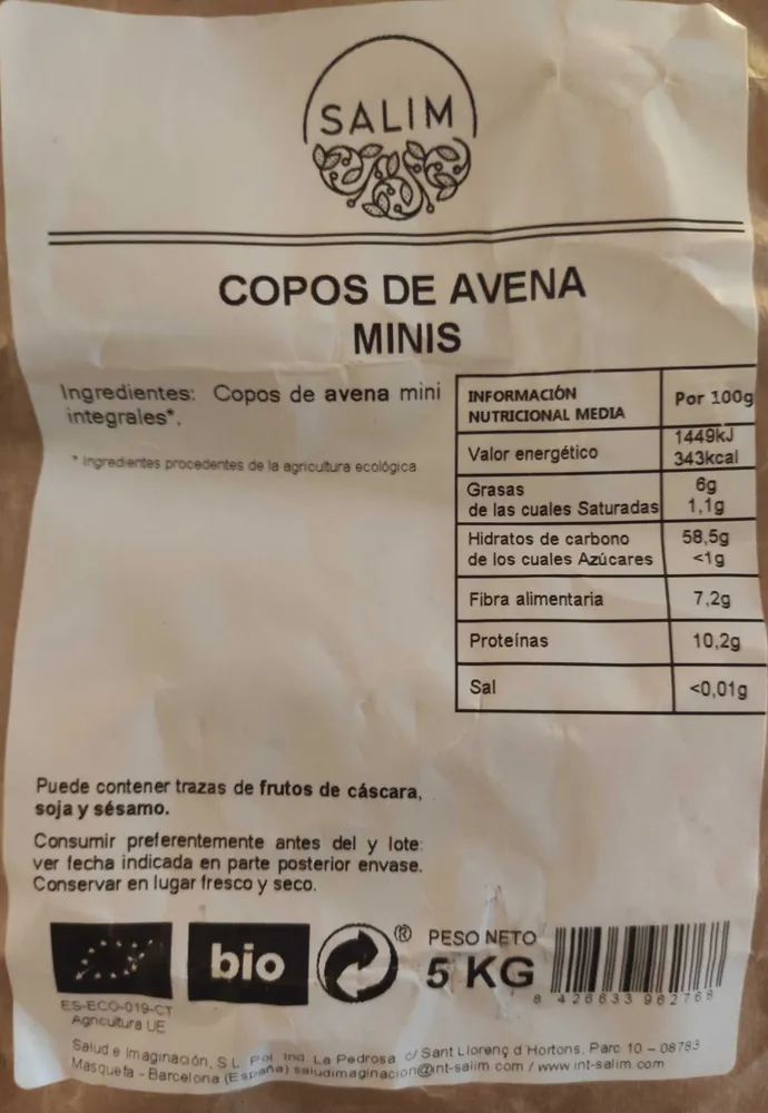 Copos de Avena Minis Integrales (5kg)