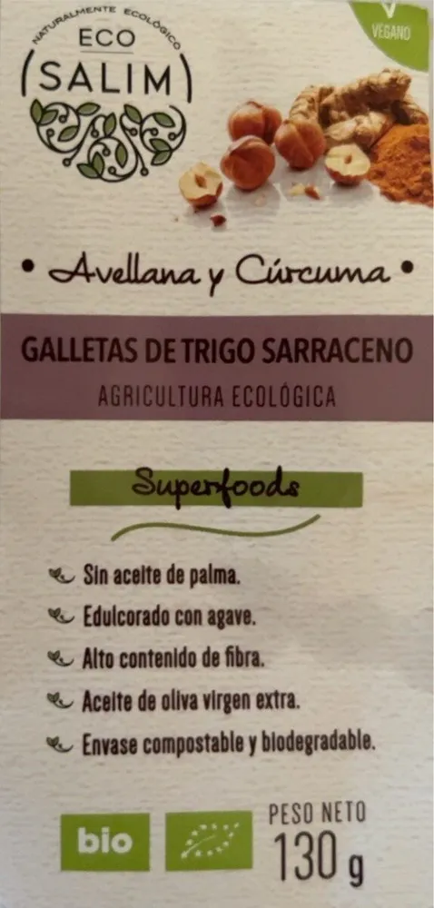 Galletas de trigo sarraceno avellanas y curcuma