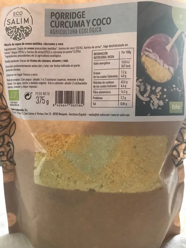 Porridge curcuma y coco