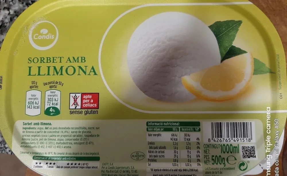 Sorbet amb llimona