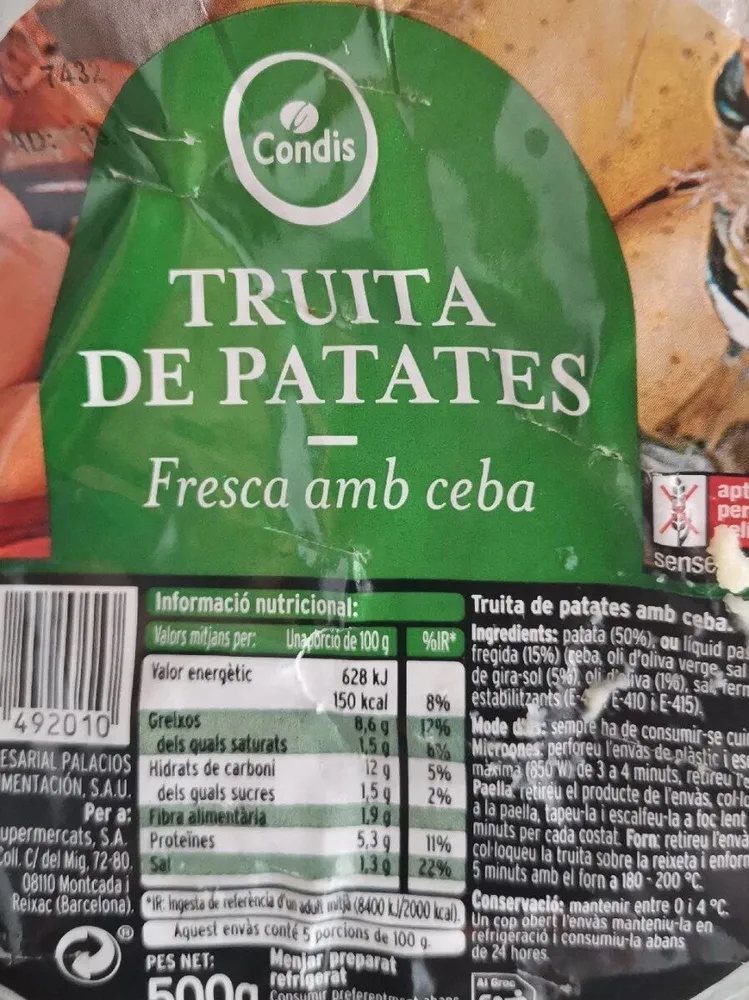 Truita de patates fresca amb ceba