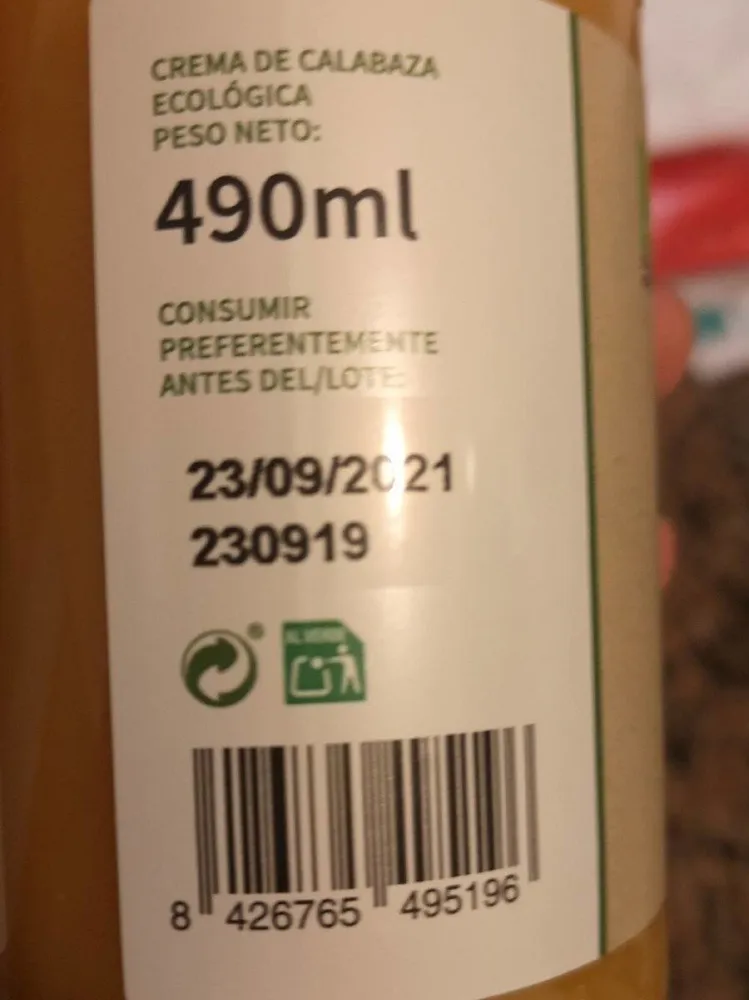 Crema de calabaza ecológica