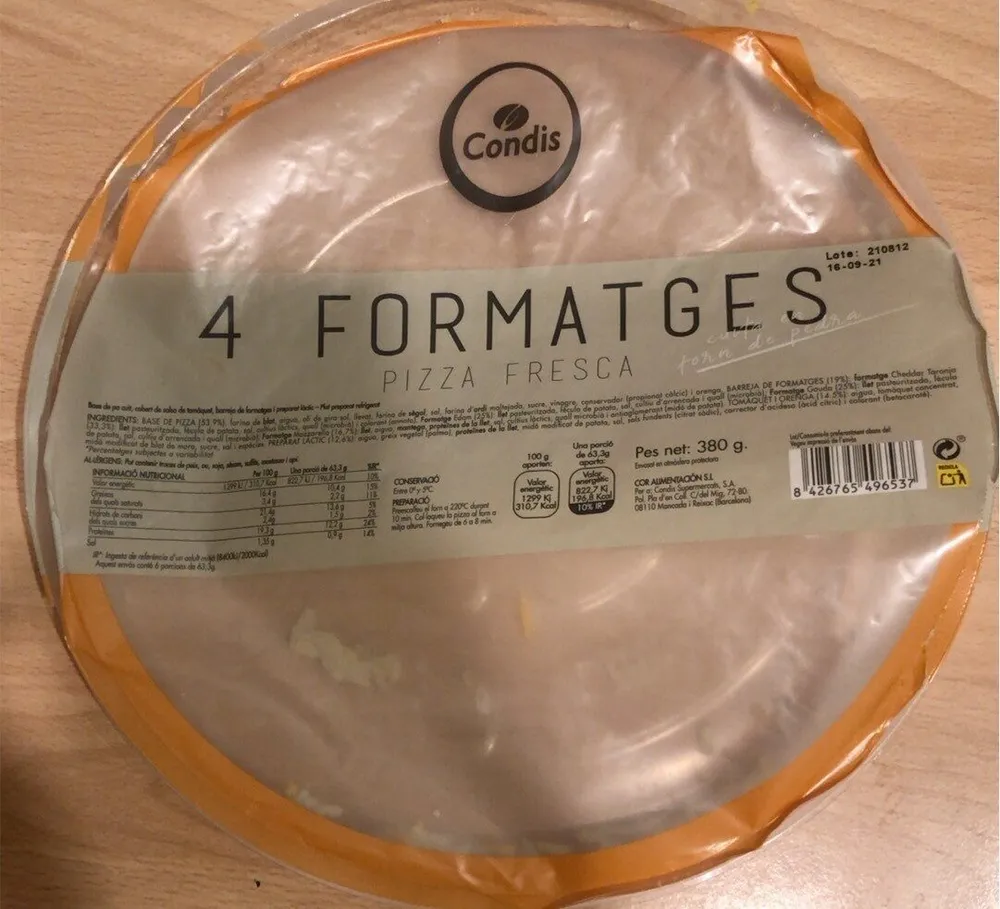 Pizza fresca 4 formatges