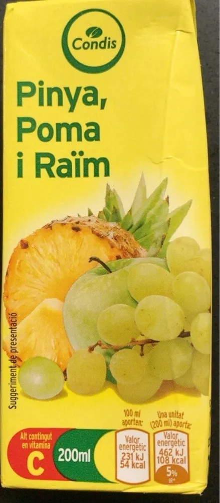 Zumo de piña, manzana y uva
