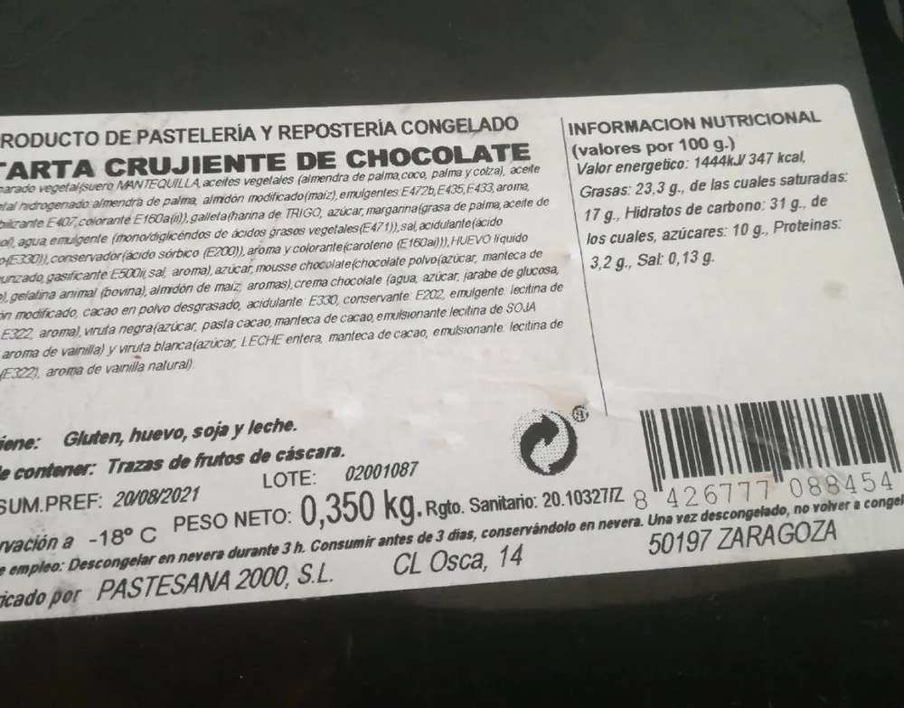 Tarta crujiente de chocolate