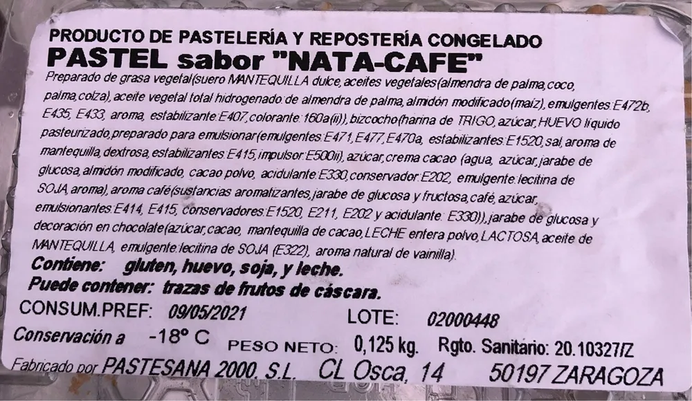 Pastel sabor Nata-Cafe