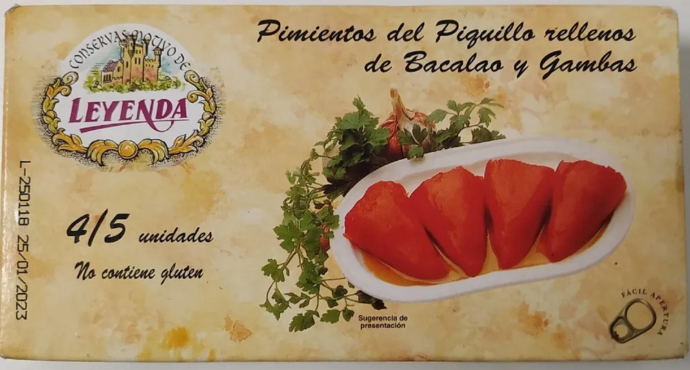 Pimientos del Piguillo rellenos de Bacalao y Gambad