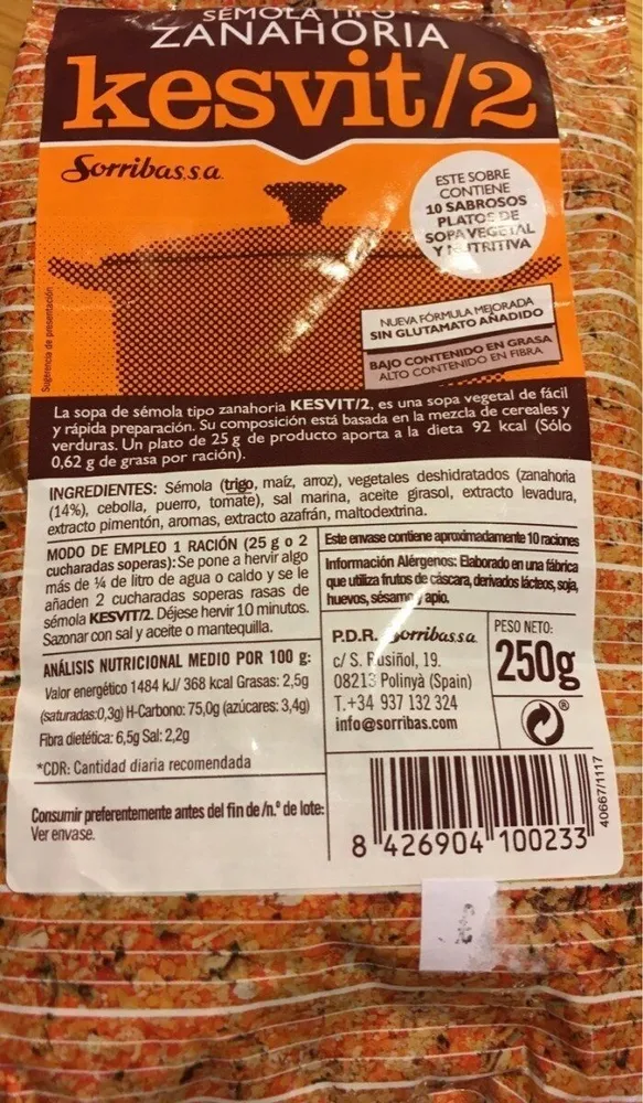 Semola tipo zanahoria