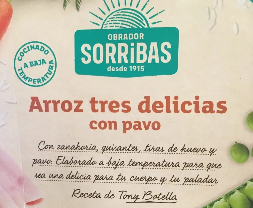 Arroz tres delicias con pavo