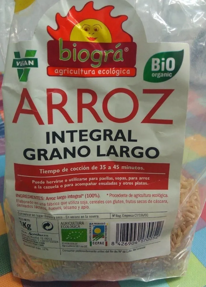 Arroz integral grano largo