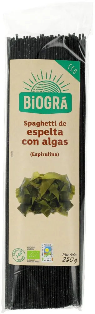 Spaguettis Espelta con algas espirulina y fucus