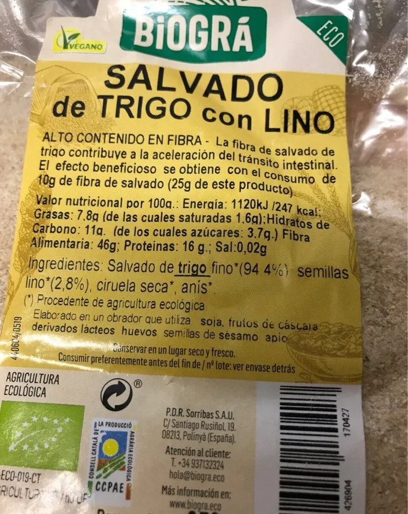 Salvado de trigo con Lino