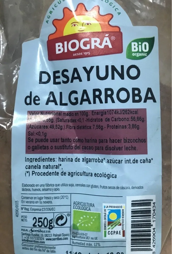 Desayuno Algarroba Ecológico