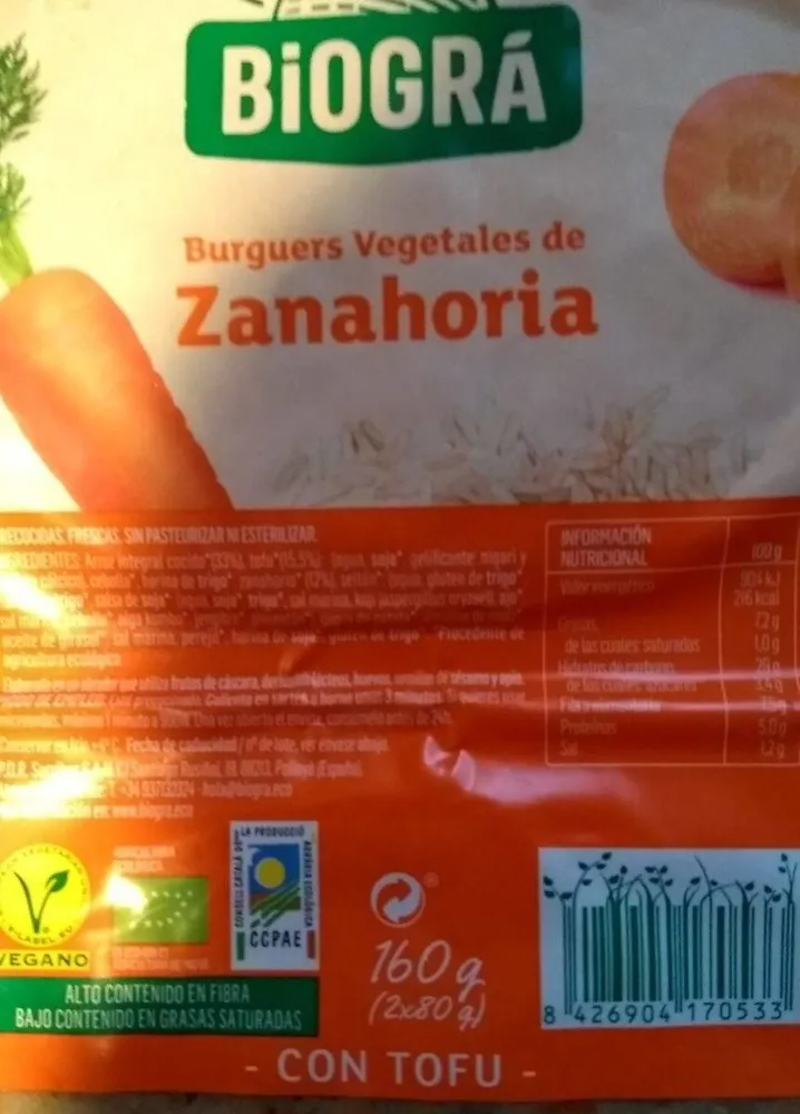 Burger vegetales de zanahoria