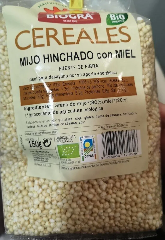 Mijo hinchado con miel