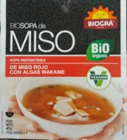 Sopa instantánea de modo rojo con algas wakame