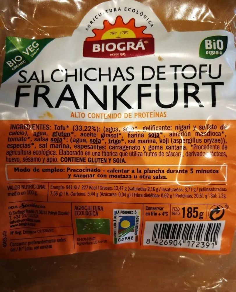 Salchicha de tofu Frankfurt