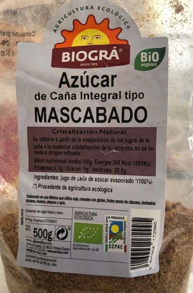 Azucar de caña integral MASCABADO