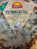 BIO PIZZA espinacas, pasas y piñones
