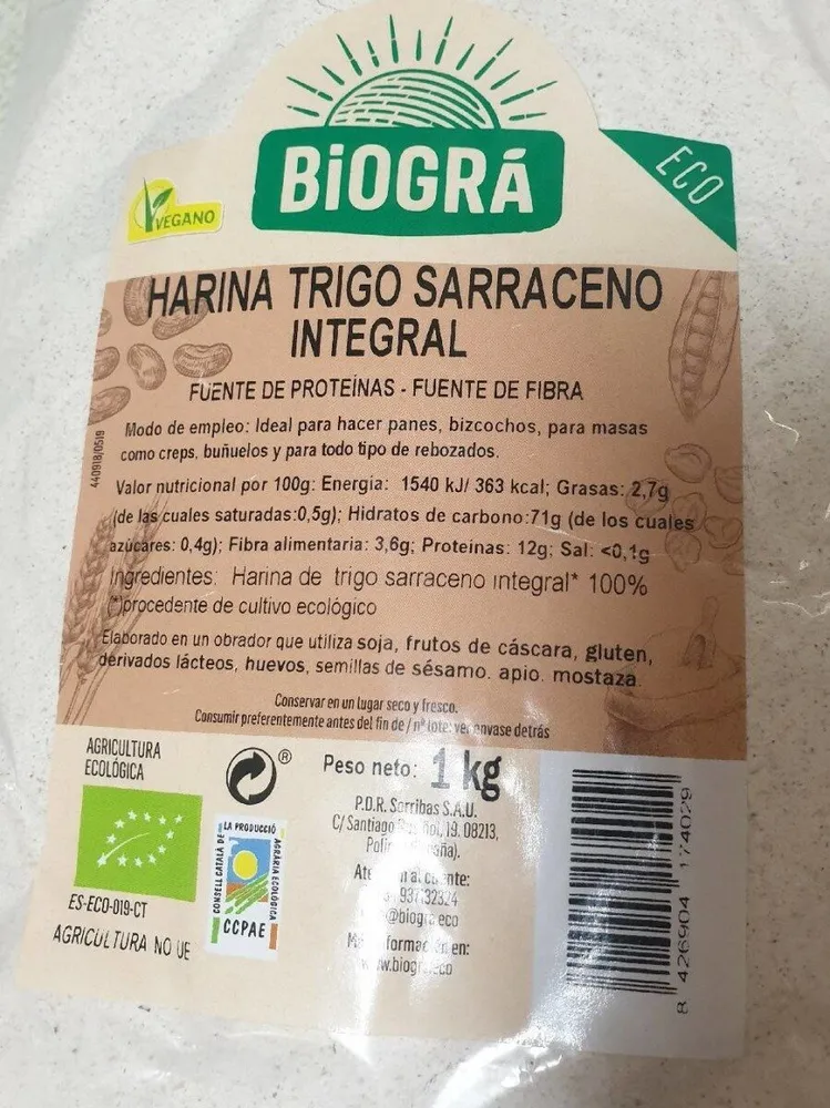 Harina trigo sarraceno integral