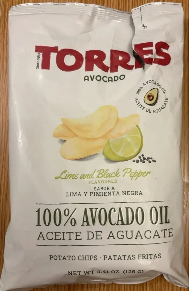 chips à huile d’avocat citron vert et poivre noir