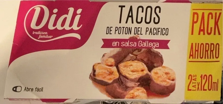 tacos de poton del pacifico en salsa gallega
