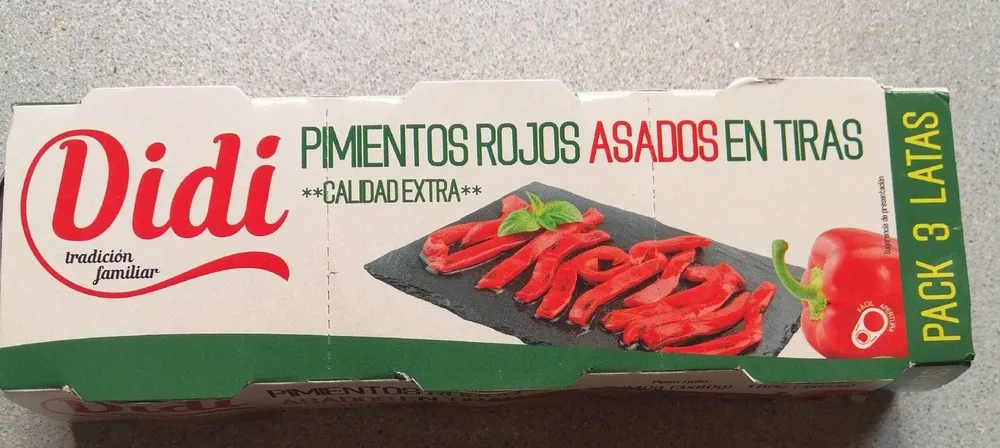 Pimientos rojos asados en tiras