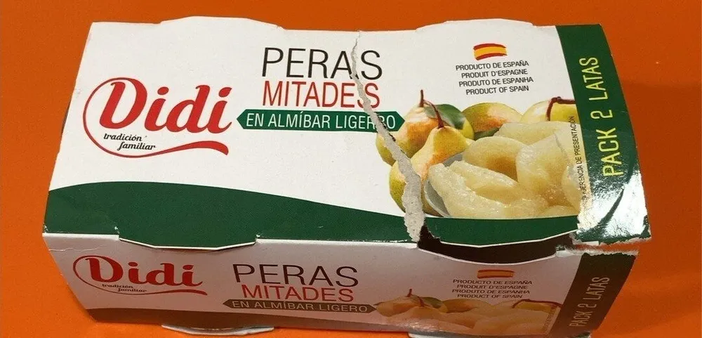 Peras mitades en almíbar ligero