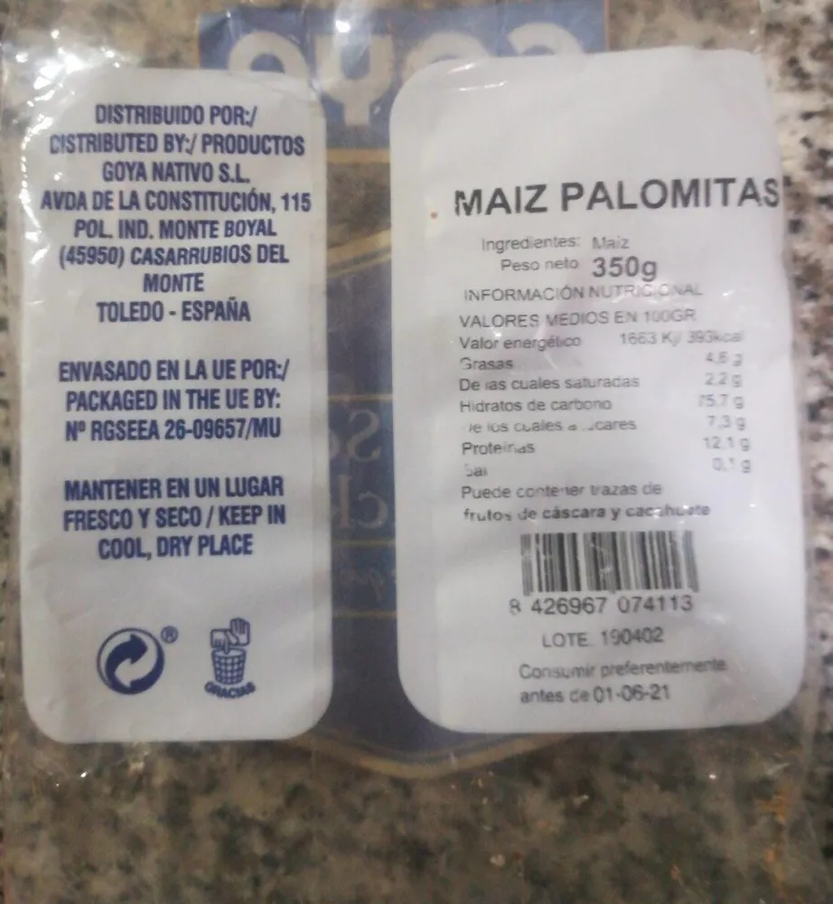 Maíz palomitas