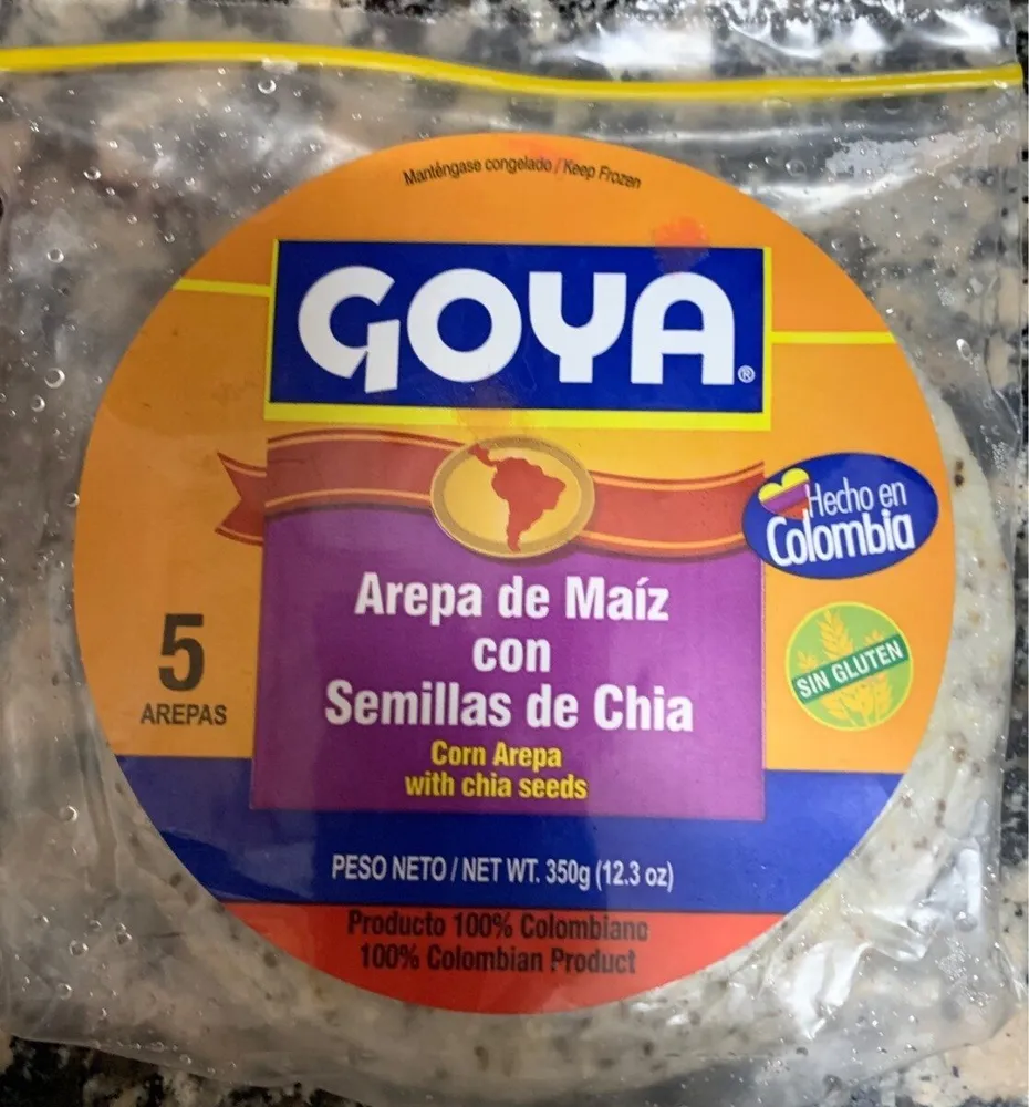 Arepa de maíz con semillas de chía