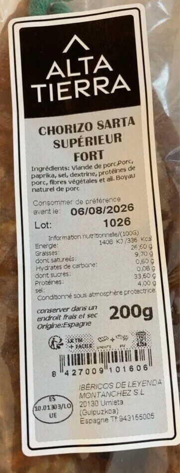 Chorizo Sarta Supérieur Fort