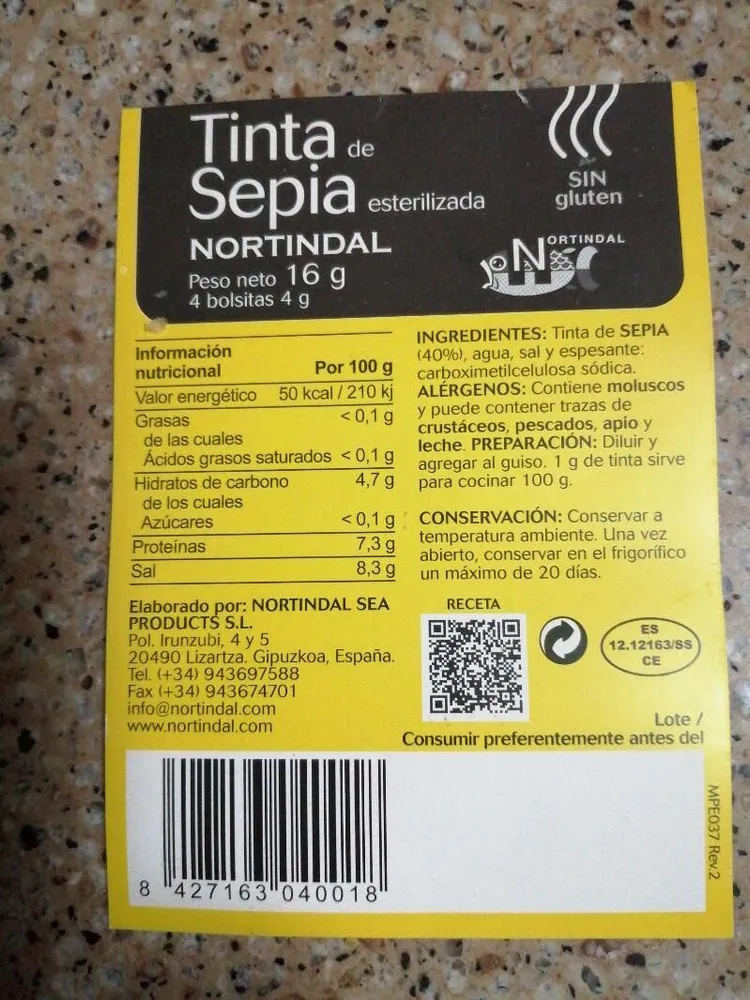 Tinta de sepia esterilizada