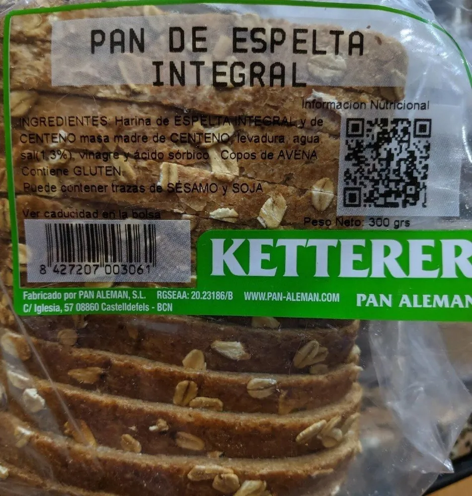 Pan de espelta integral