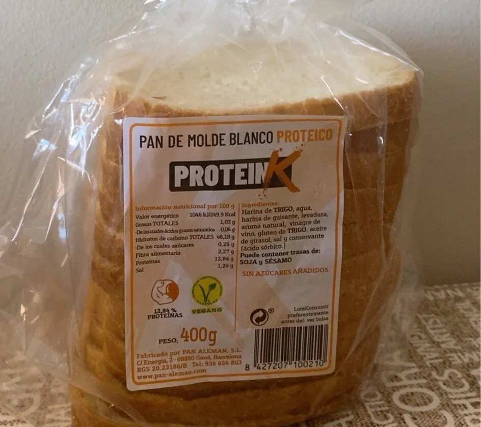 Pan de molde blanco proteico
