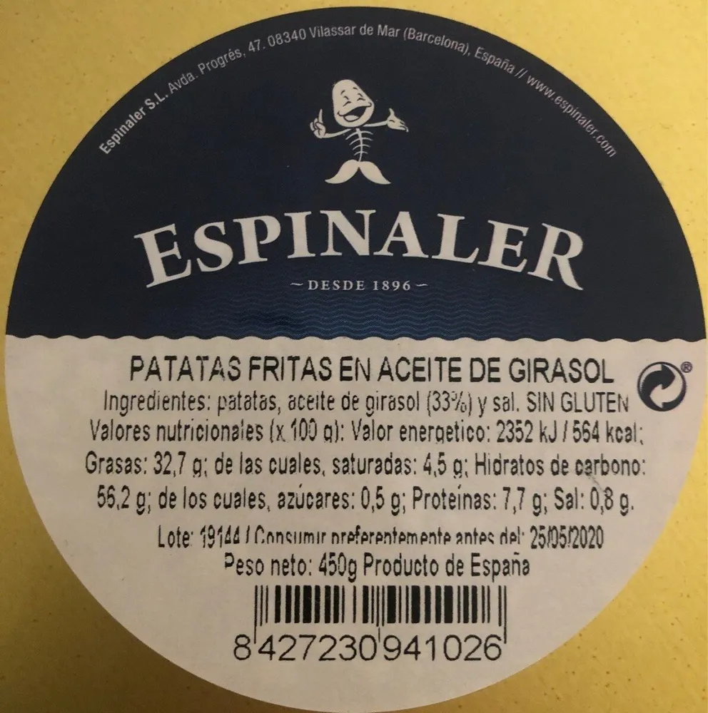Patatas Fritas en aceite de girasol