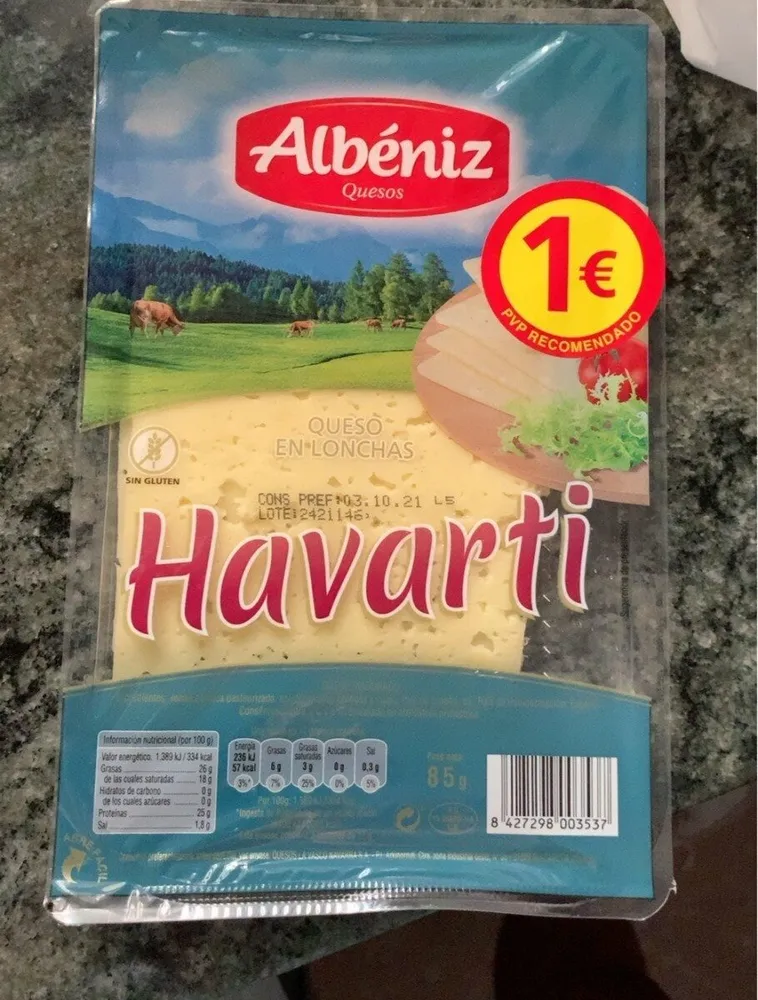 Queso lonchas havarti
