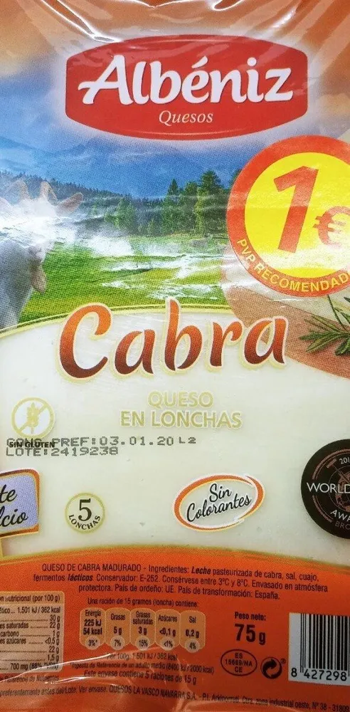 Queso en lonchas de cabra