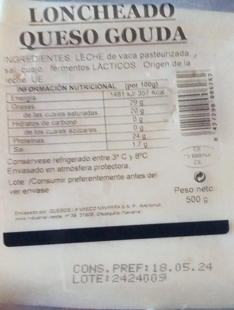 Loncheado queso gouda