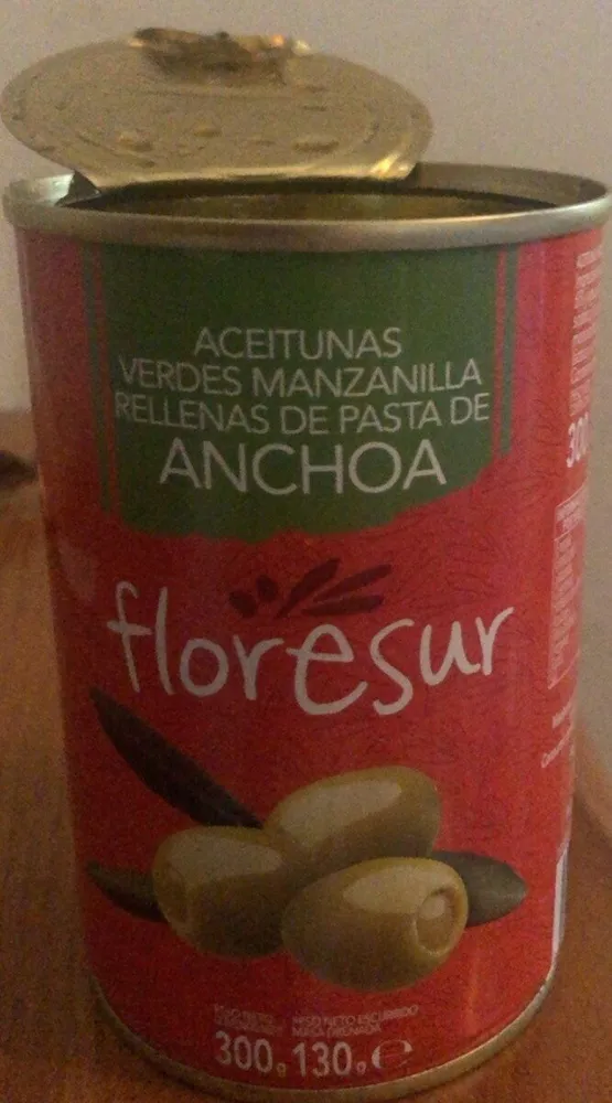 Aceitunas verdes de manzanilla rellenas de pasta de anchoa