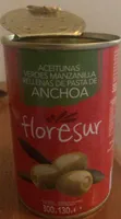 Aceitunas verdes de manzanilla rellenas de pasta de anchoa