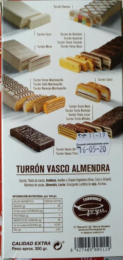 Turrón vasco almendra