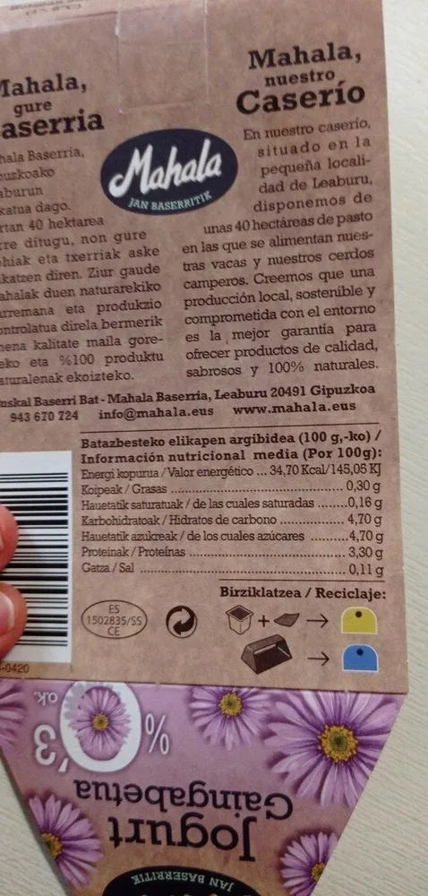 Yogurt natural desnatado