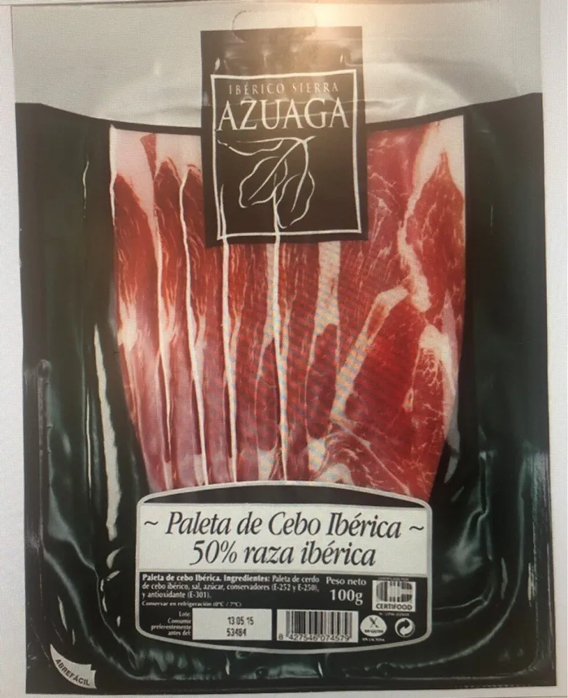 Paleta de cebo ibérica raza ibérica lonchas